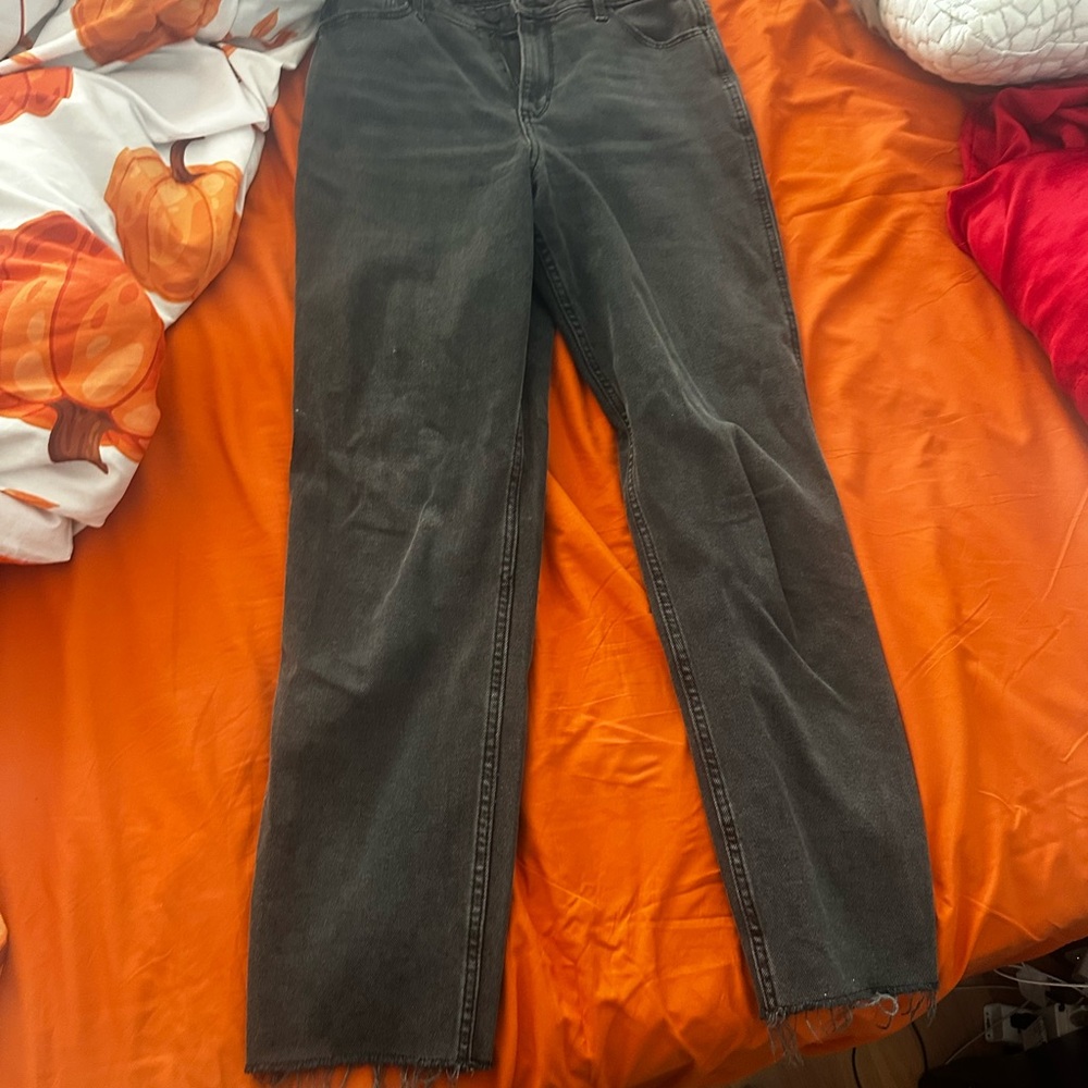 Hollister Women's Dark Gray Straight Leg Jeans